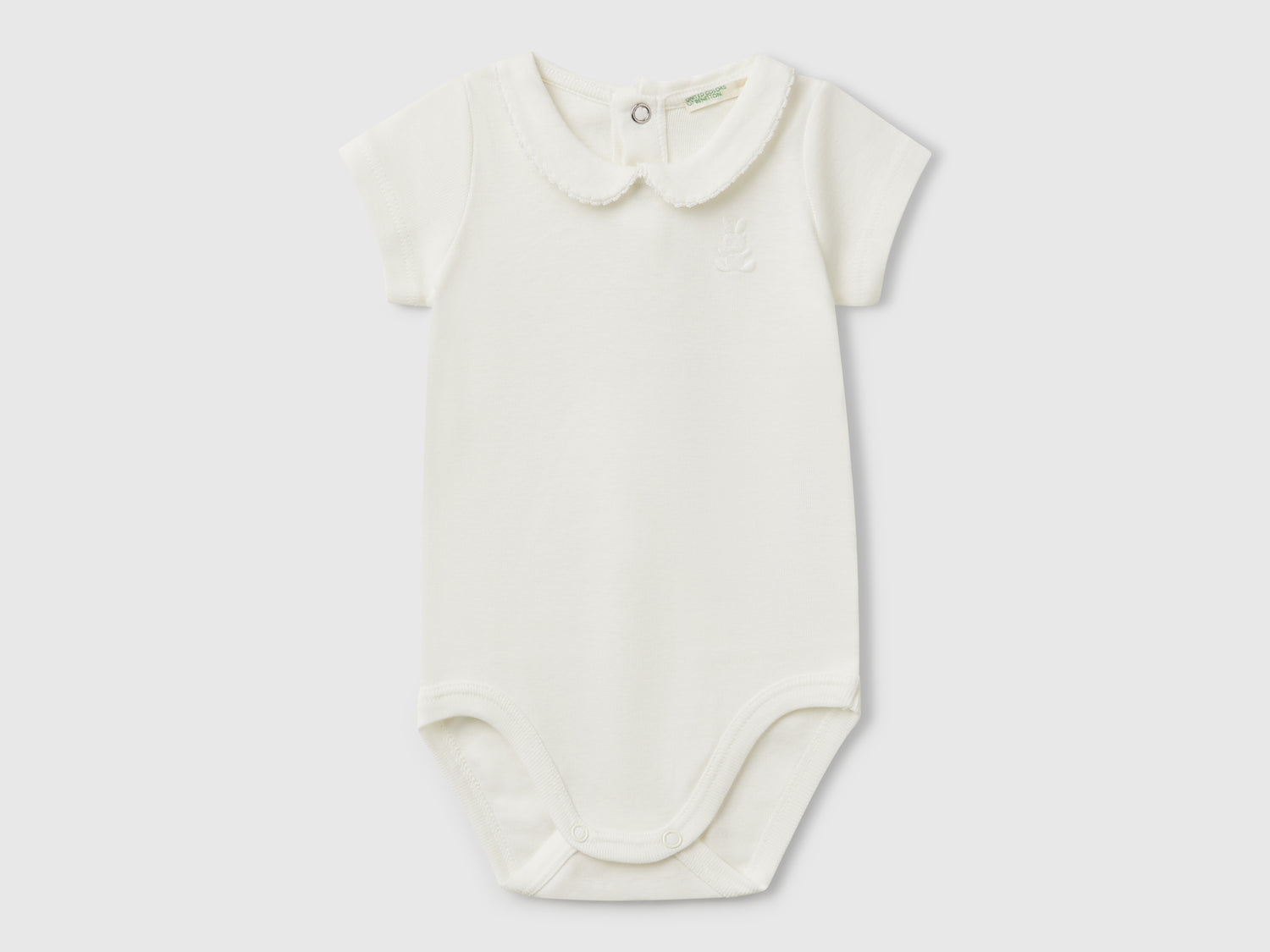 Body con colletto in cotone da neonato bianco panna | Benetton Outlet
