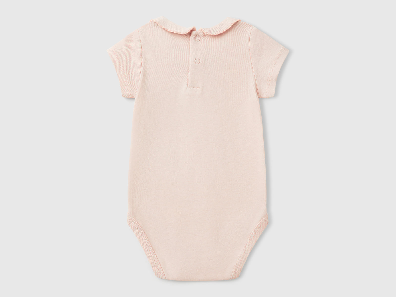 Body con colletto in cotone da neonato rosa tenue 2 | Benetton Outlet