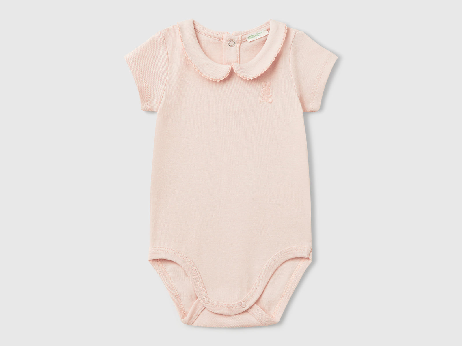 Body con colletto in cotone da neonato rosa tenue | Benetton Outlet