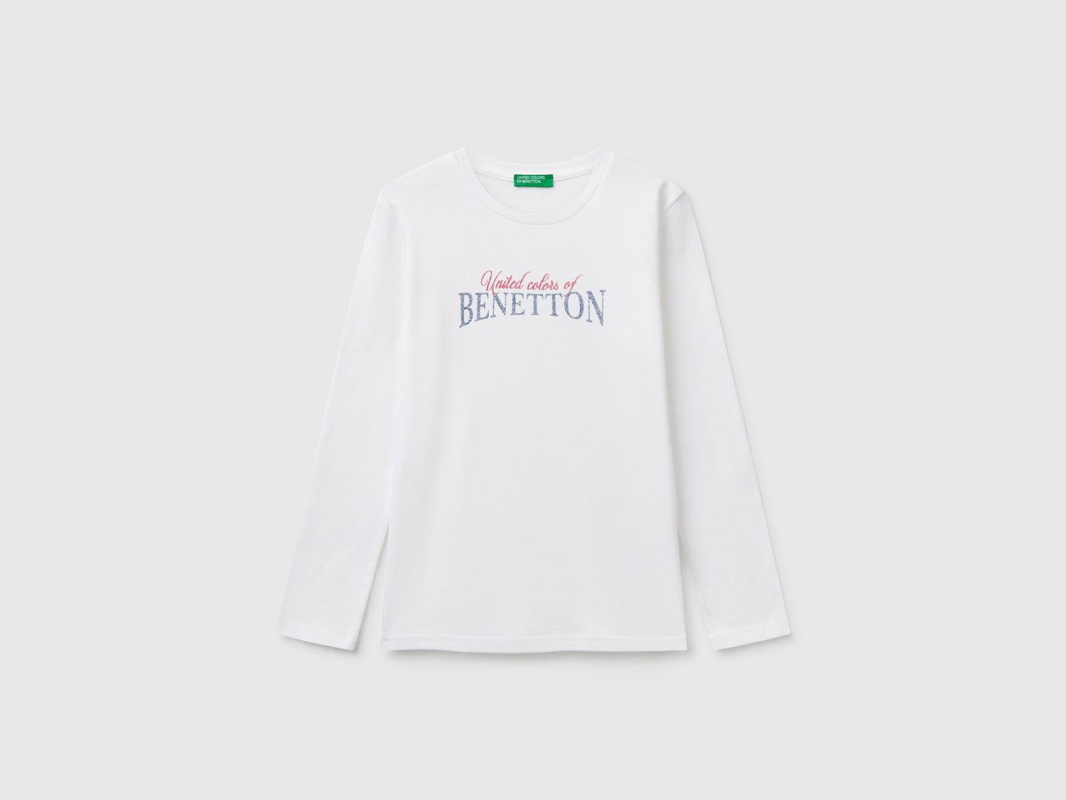 Maglietta a manica lunga con stampa glitter da bambina bianco | Benetton Outlet