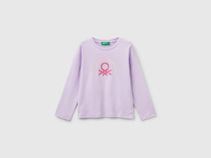T-shirt slim fit con stampa glitter