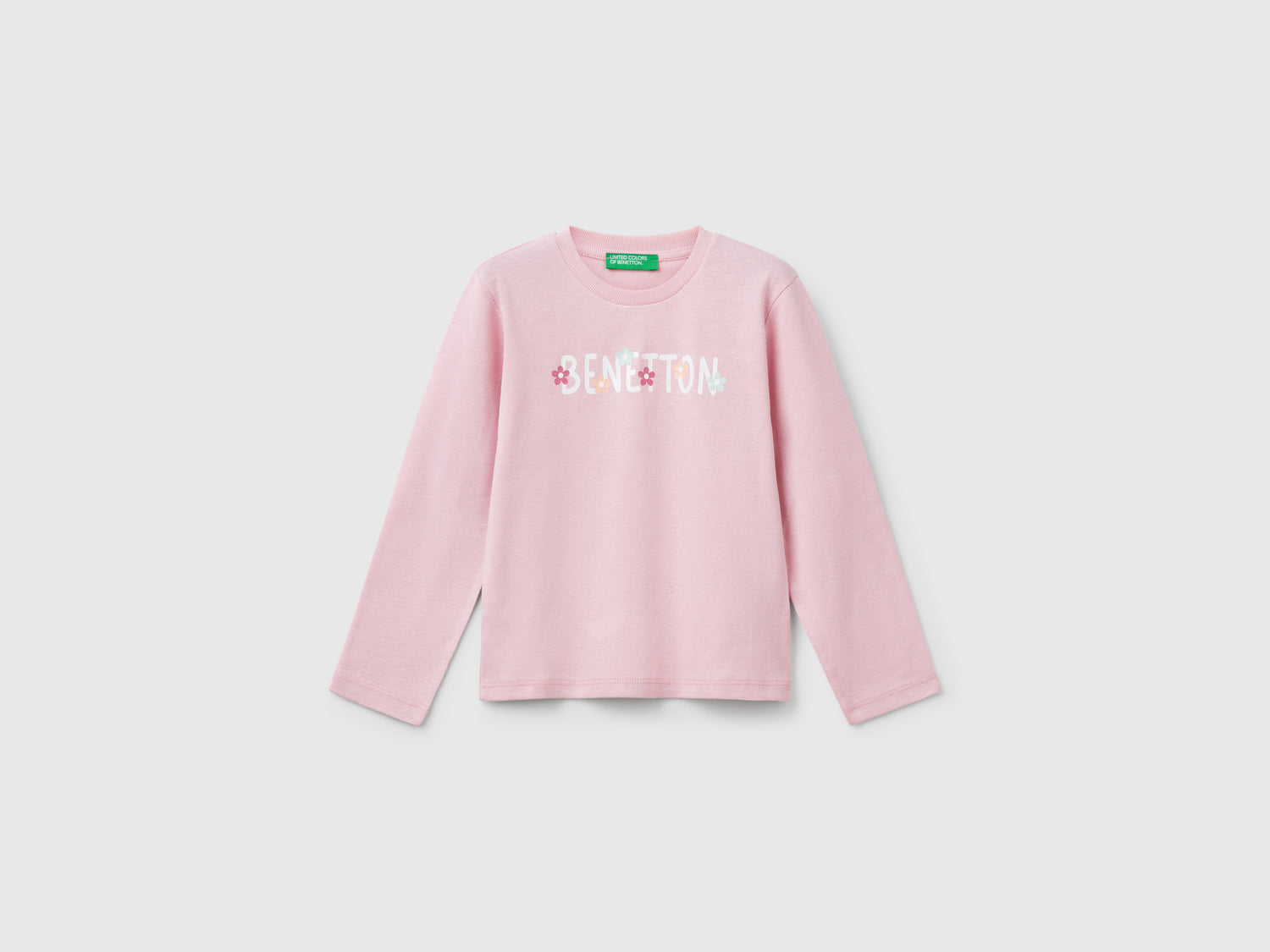 T-shirt slim fit con stampa glitter da bimba rosa | Benetton Outlet
