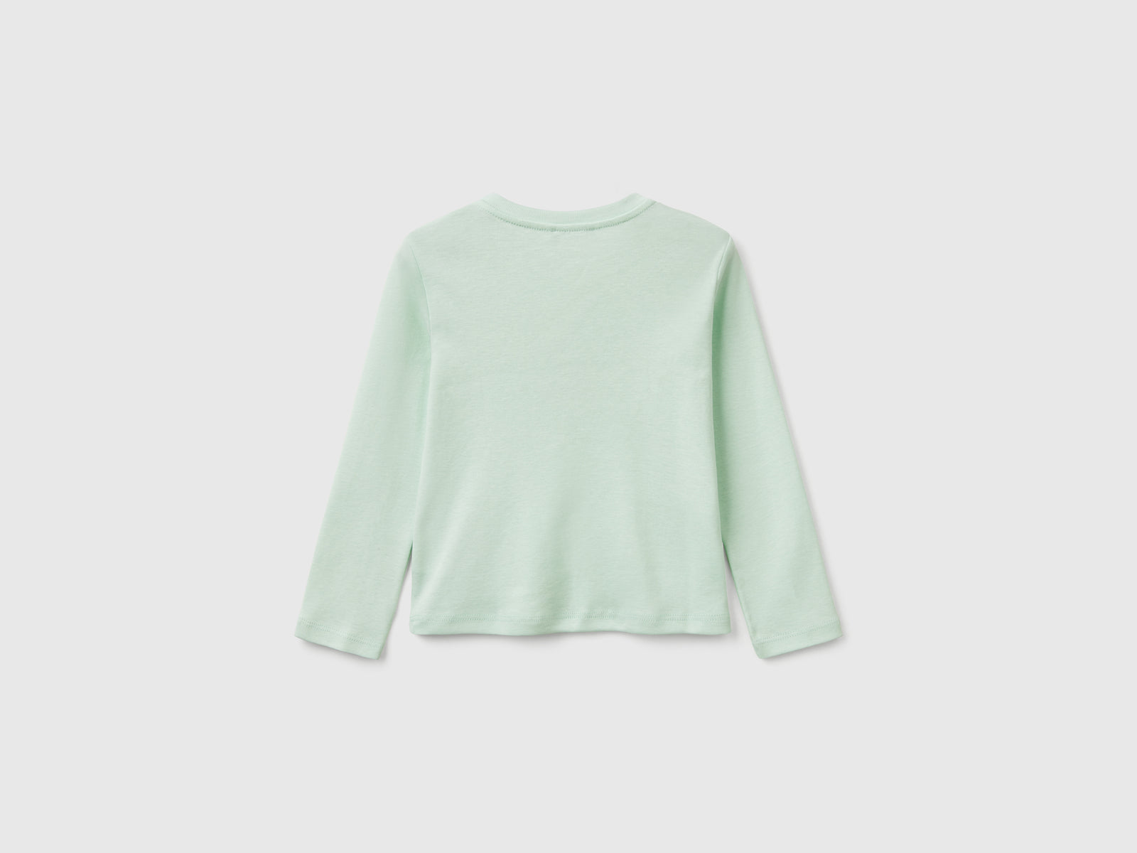 T-shirt slim fit con stampa glitter da bimba verde acqua 2 | Benetton Outlet