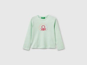 T-shirt slim fit con stampa glitter