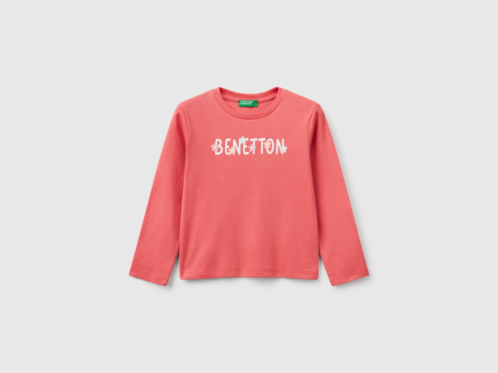 T-shirt slim fit con stampa glitter da bimba ciclamino | Benetton Outlet