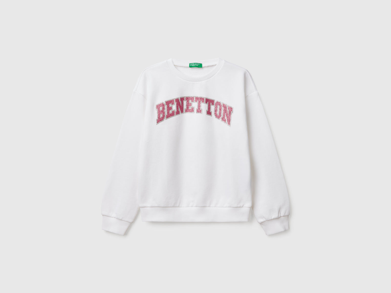 Felpa con stampa glitter da bambina bianco | Benetton Outlet