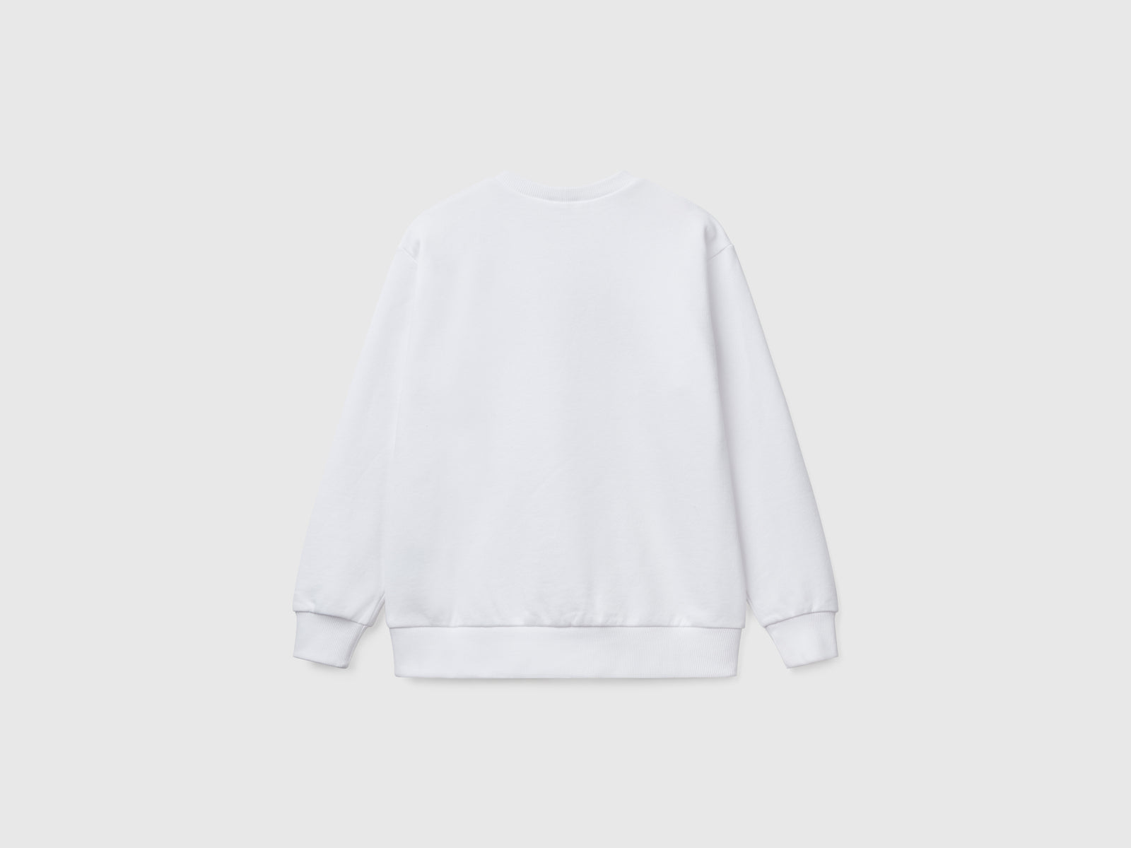 Felpa con stampa in puro cotone da bambino bianco 2 | Benetton Outlet