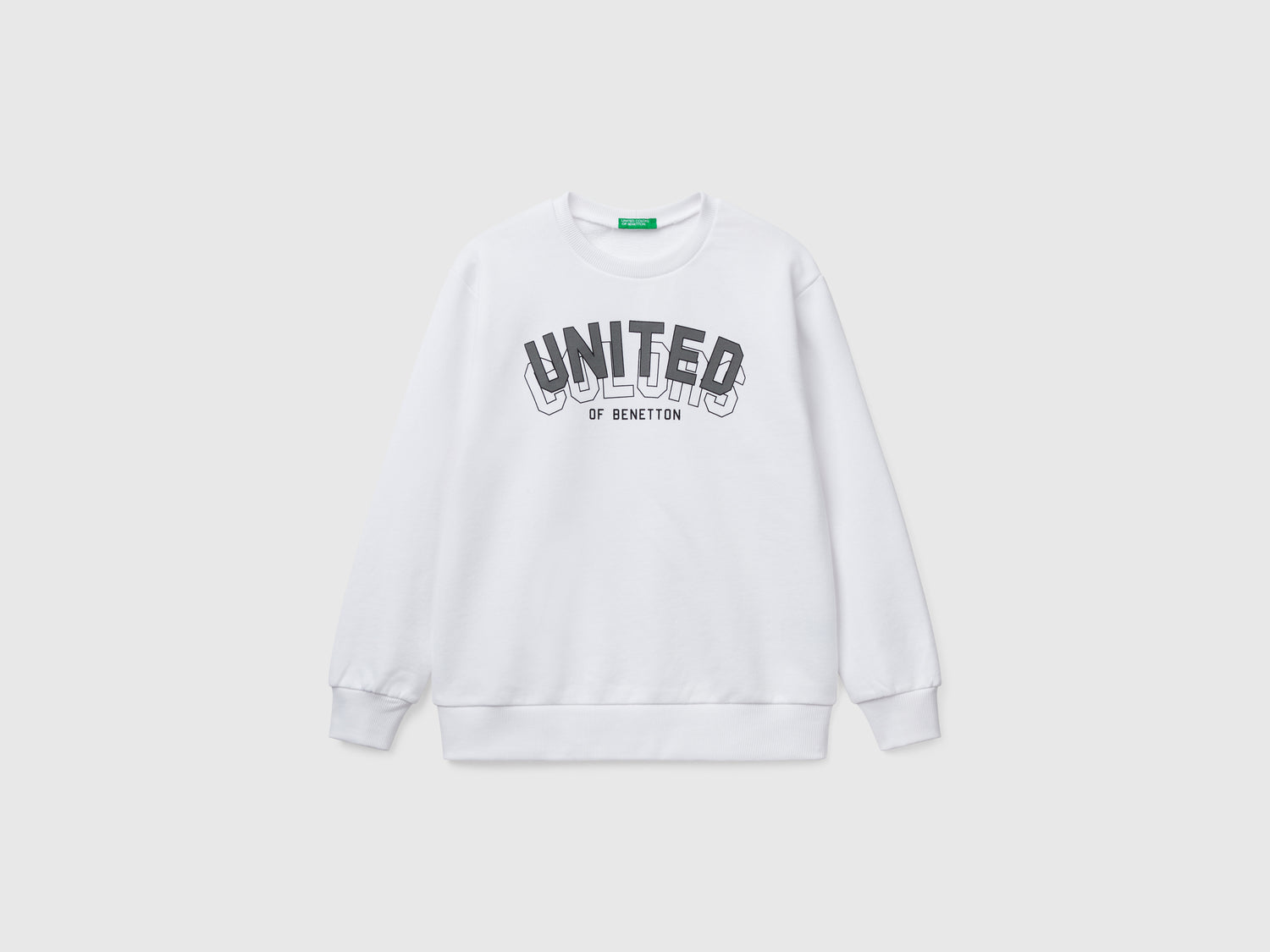 Felpa con stampa in puro cotone da bambino bianco | Benetton Outlet