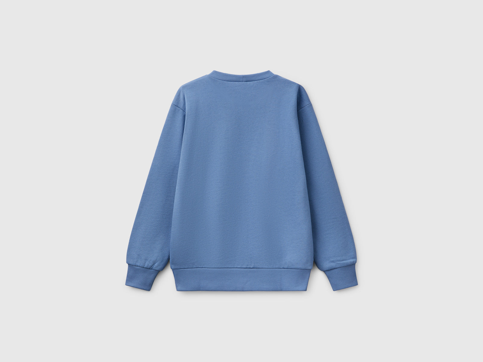 Felpa con stampa in puro cotone da bambino azzurro 2 | Benetton Outlet