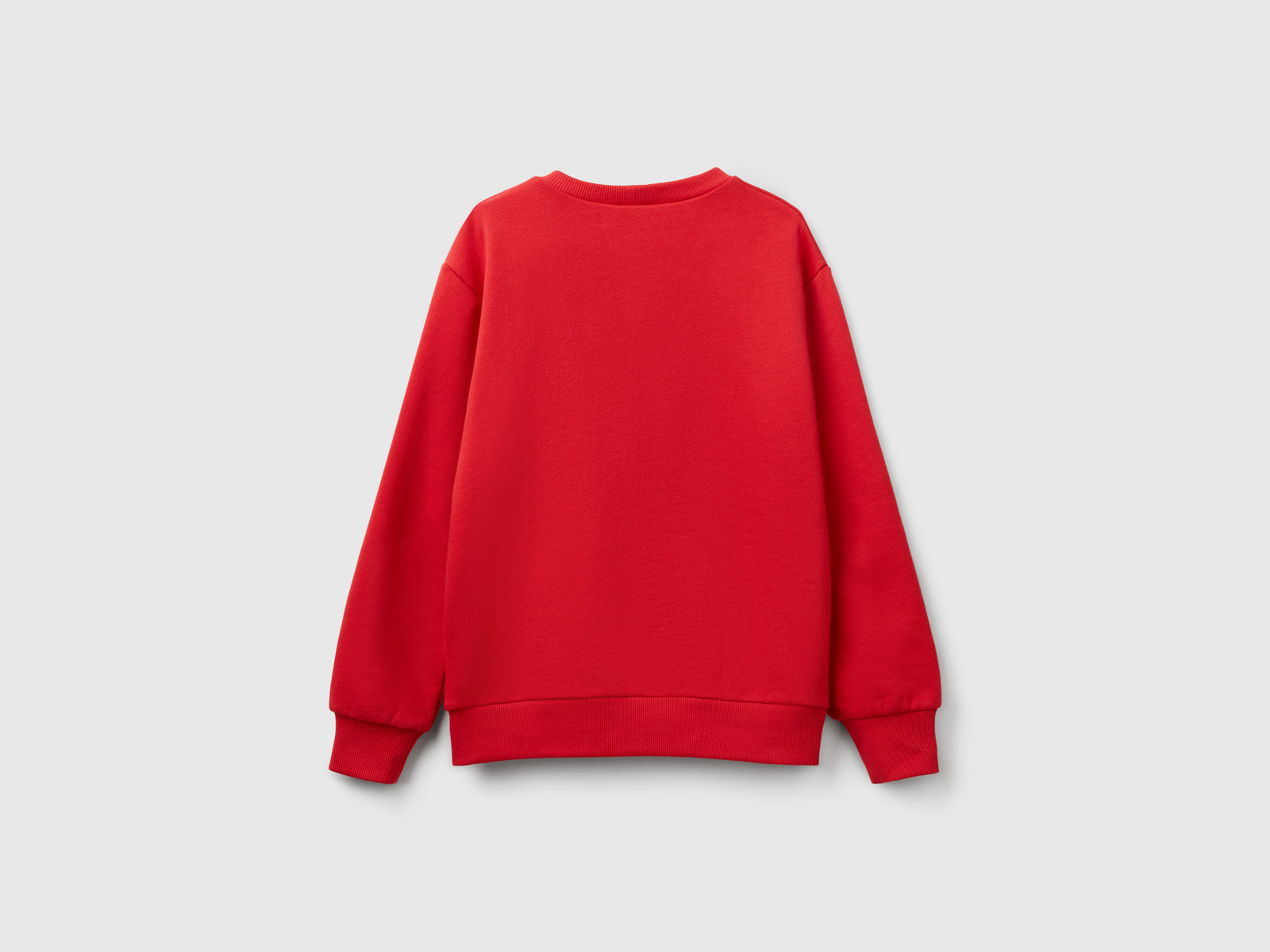 Felpa con stampa in puro cotone da bambino rosso 2 | Benetton Outlet