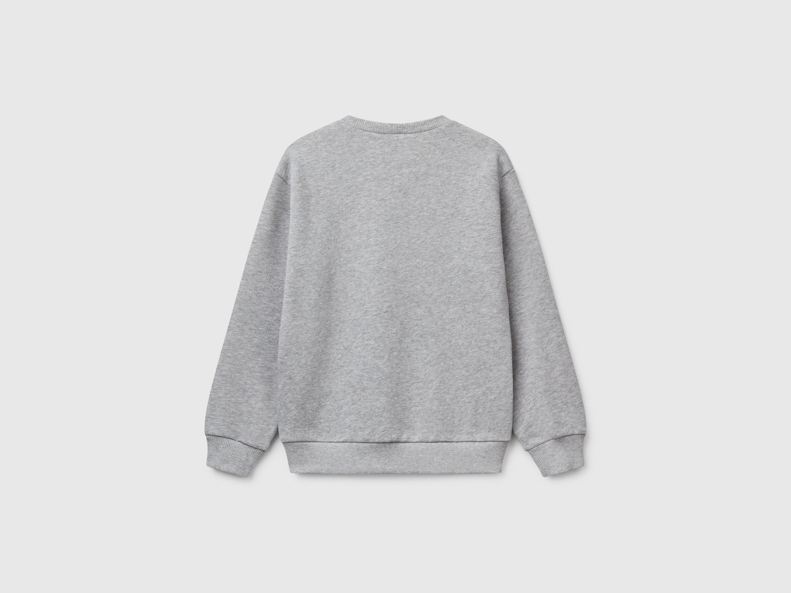 Felpa con stampa in puro cotone da bambino grigio chiaro 2 | Benetton Outlet