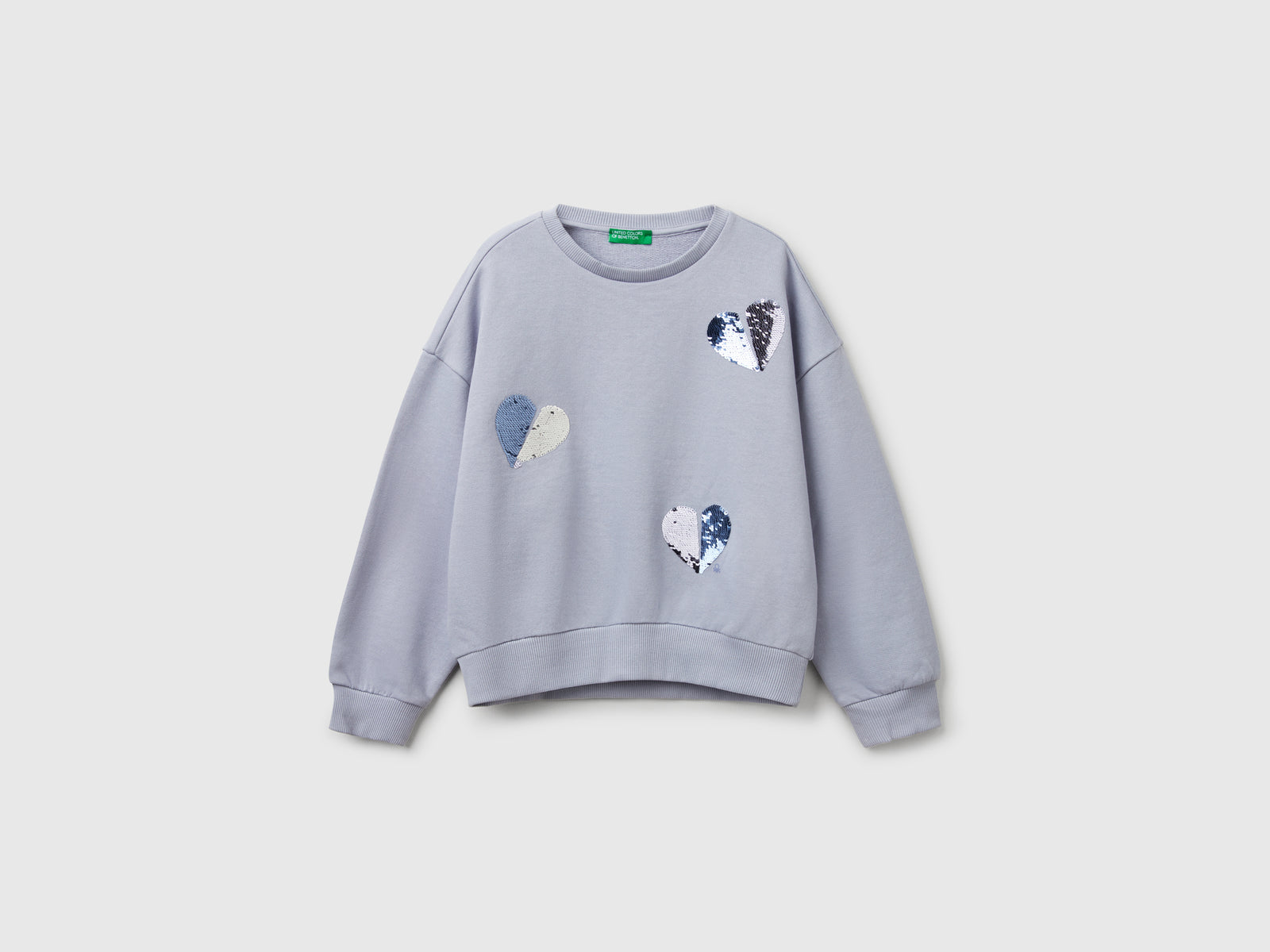 Felpa con paillettes da bambina pervinca | Benetton Outlet
