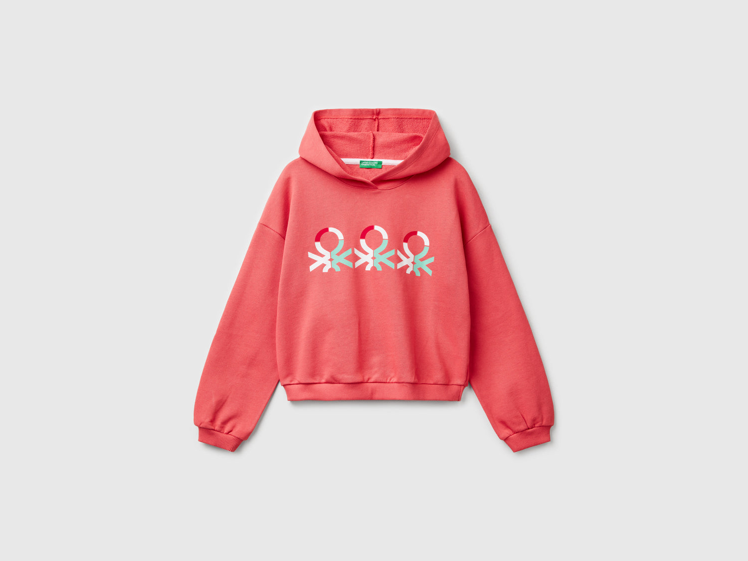 Felpa con stampa e cappuccio da bambina ciclamino | Benetton Outlet