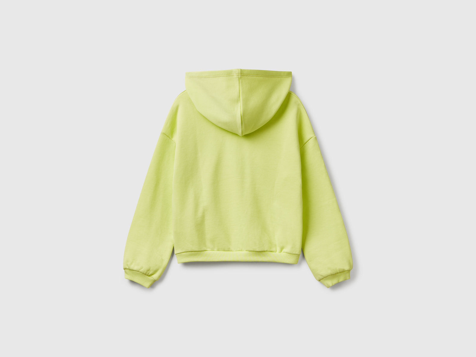 Felpa con stampa e cappuccio da bambina lime 2 | Benetton Outlet