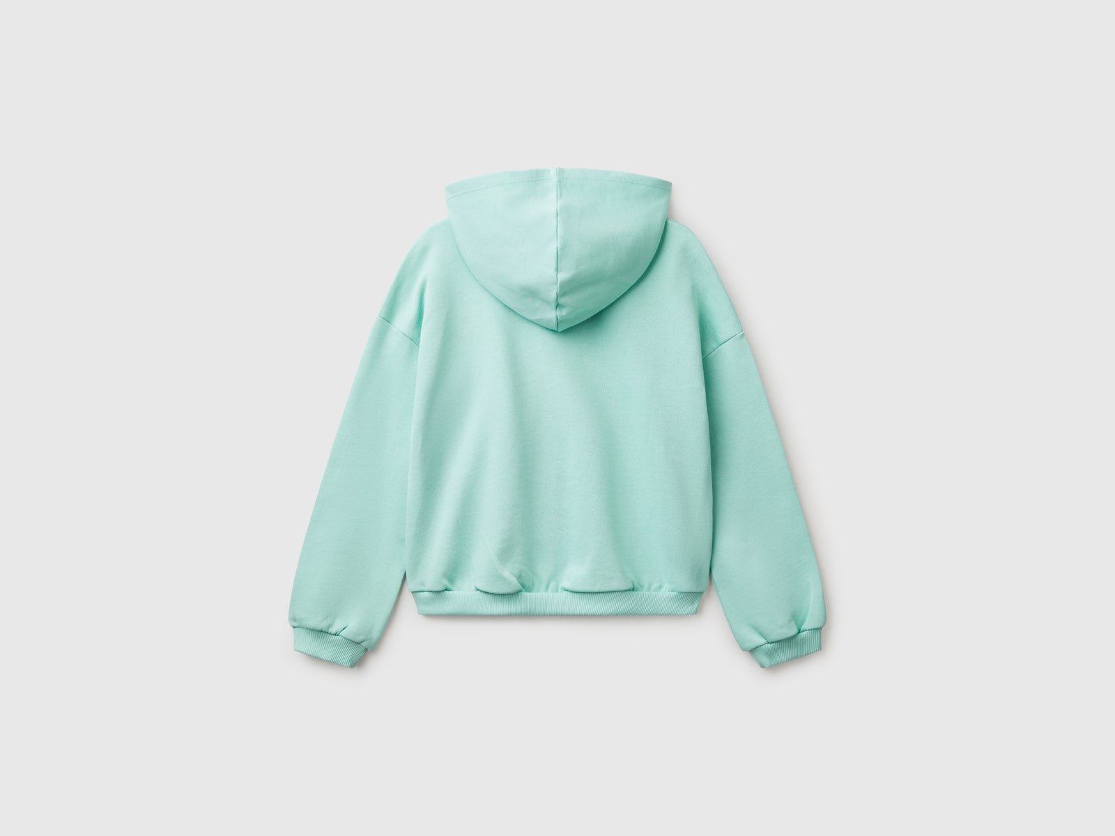 Felpa con stampa e cappuccio da bambina verde acqua 2 | Benetton Outlet