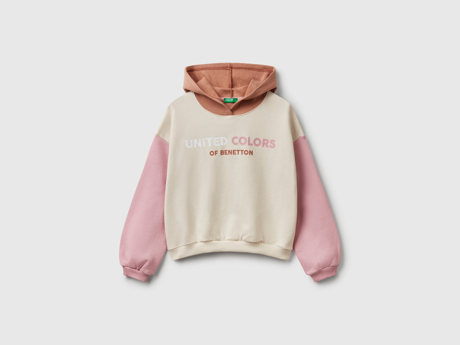 Felpa con stampa e cappuccio da bambina multi-color | Benetton Outlet