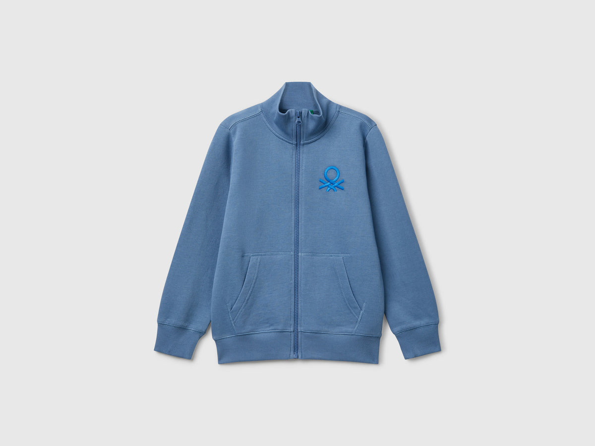 Felpa con zip in puro cotone