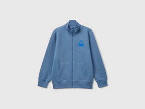 Felpa con zip in puro cotone