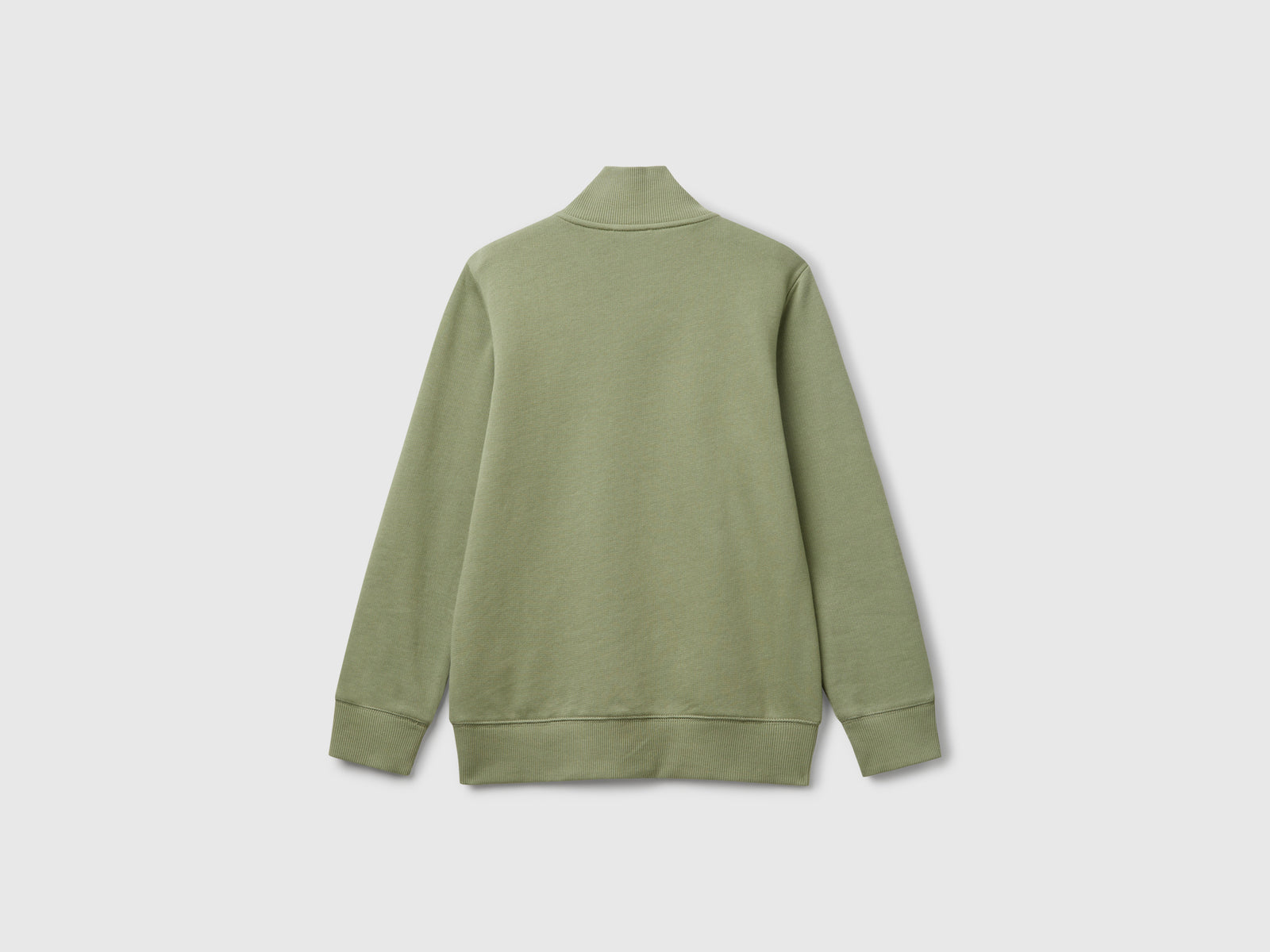 Felpa con zip in puro cotone da bambino verde oliva 2 | Benetton Outlet