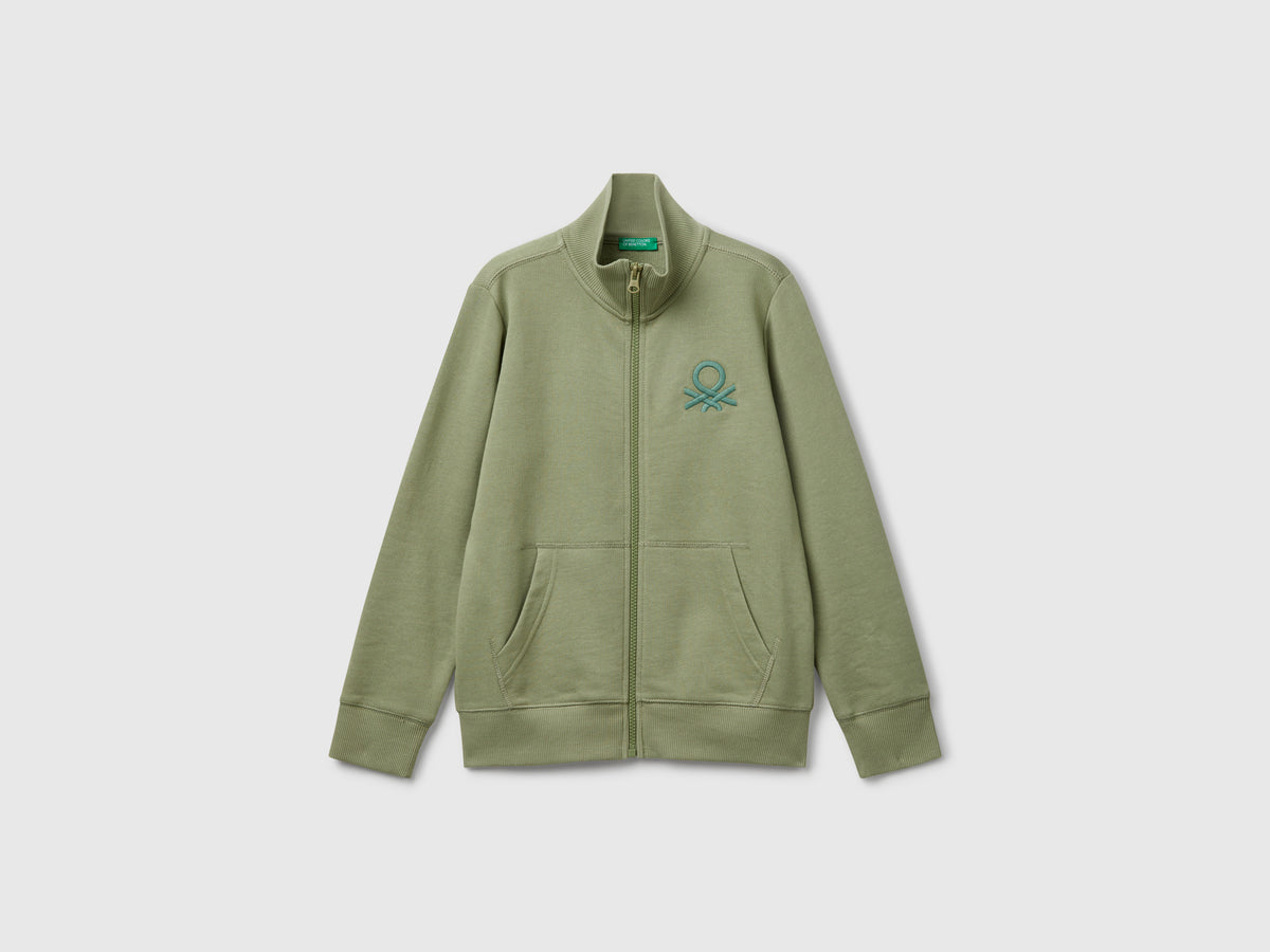 Felpa con zip in puro cotone