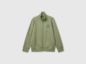 Felpa con zip in puro cotone
