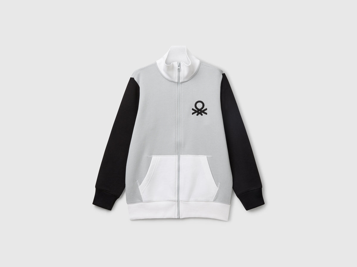 Felpa con zip in puro cotone
