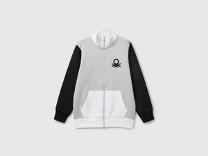 Felpa con zip in puro cotone