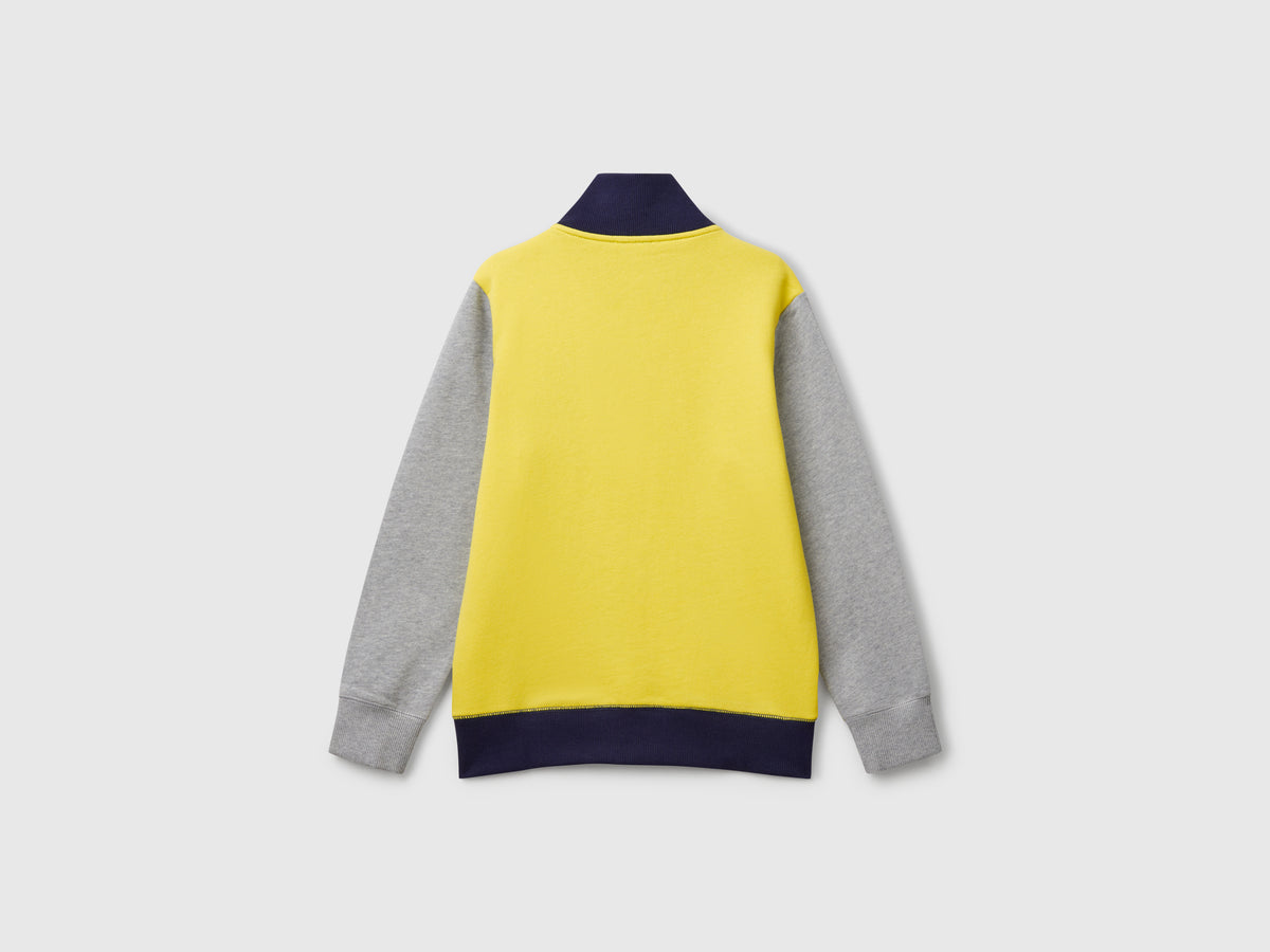 Felpa con zip in puro cotone