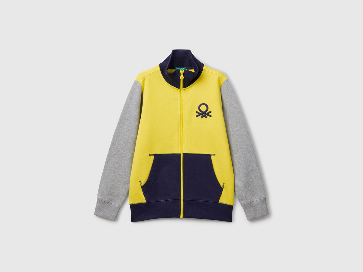 Felpa con zip in puro cotone