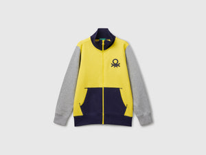 Felpa con zip in puro cotone