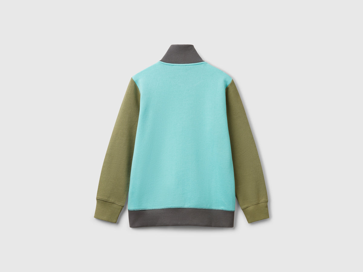 Felpa con zip in puro cotone