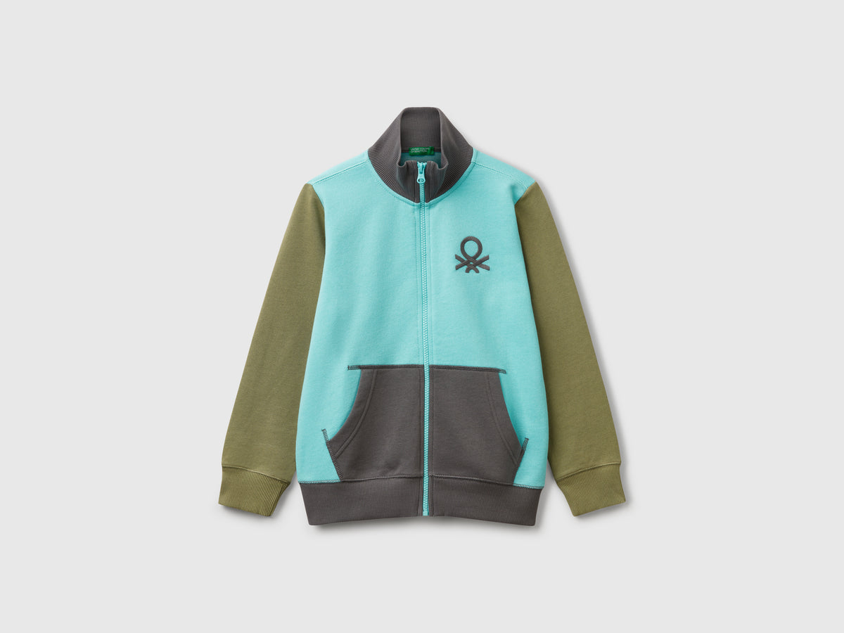 Felpa con zip in puro cotone