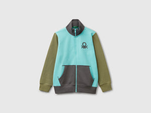 Felpa con zip in puro cotone