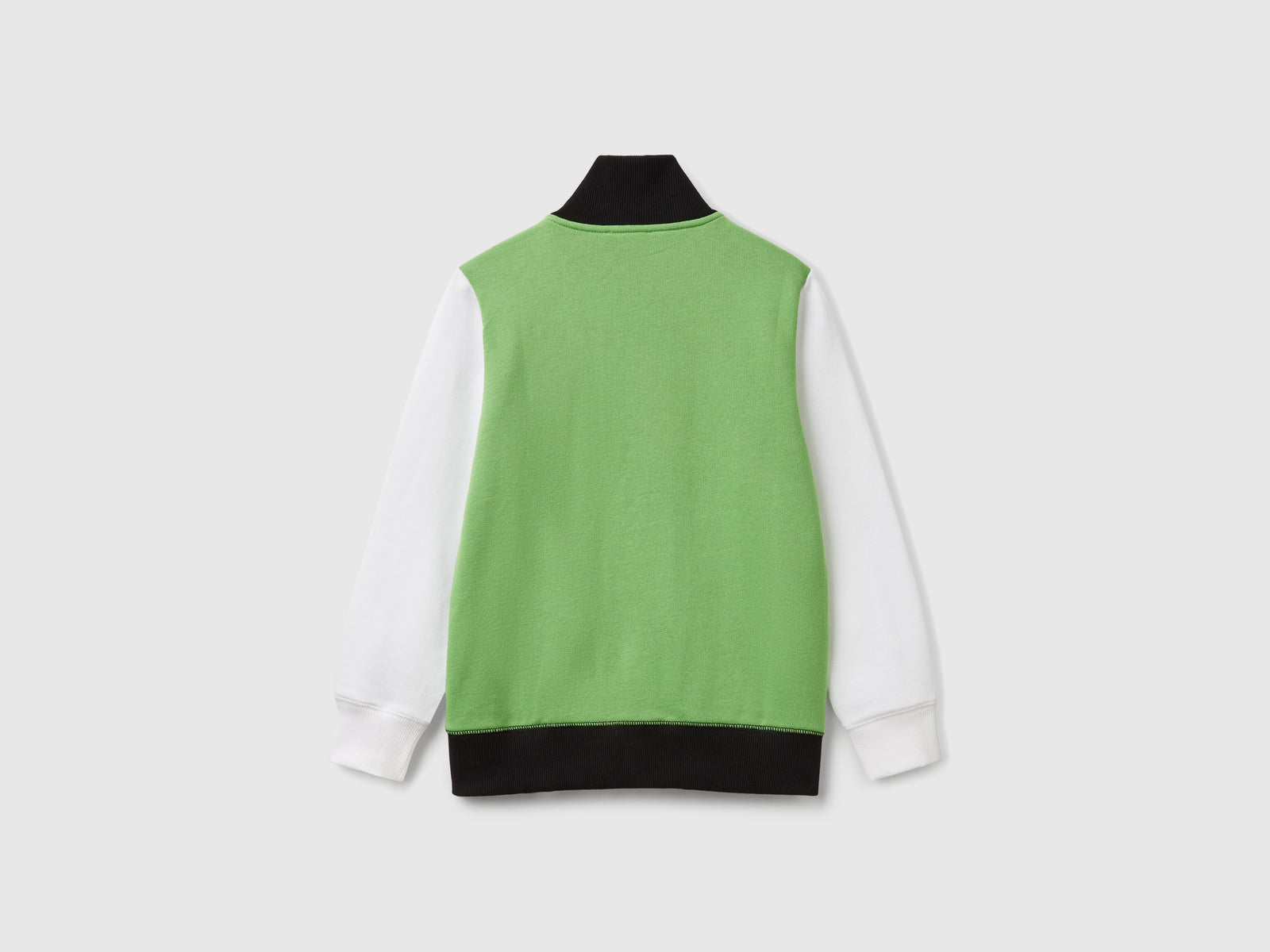 Felpa con zip in puro cotone da bambino verde 2 | Benetton Outlet