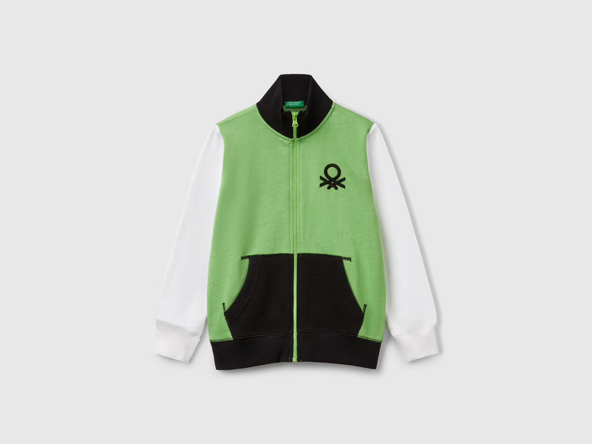 Felpa con zip in puro cotone