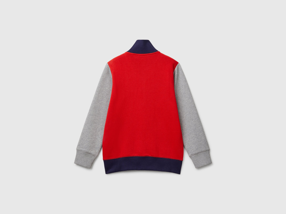 Felpa con zip in puro cotone
