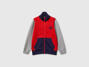 Felpa con zip in puro cotone