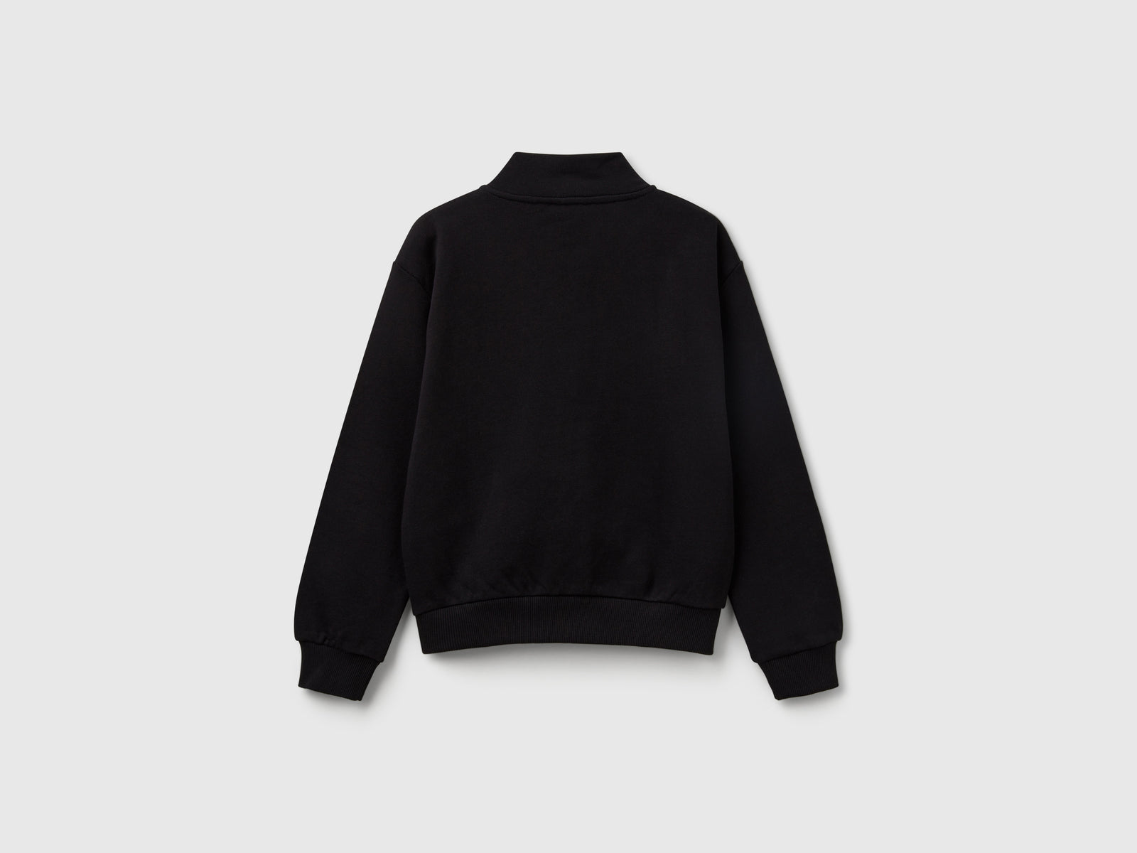 Felpa con zip e collo alto da bambina nero 2 | Benetton Outlet