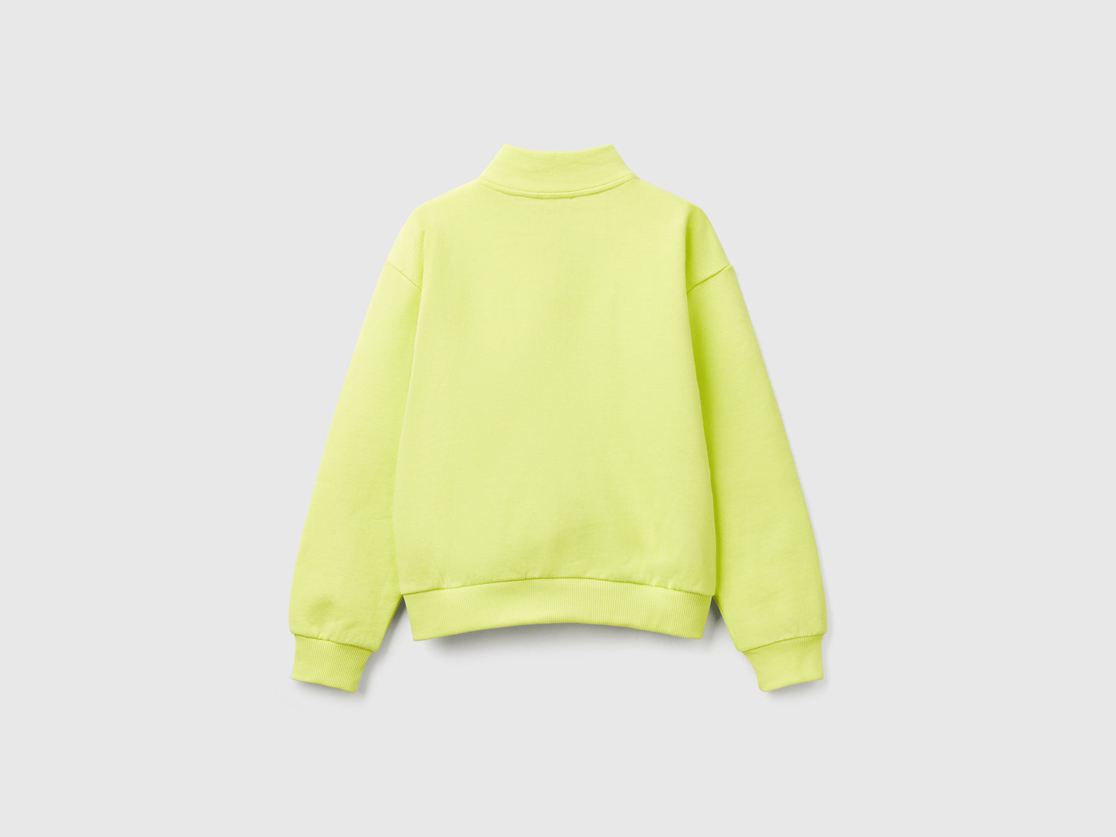 Felpa con zip e collo alto da bambina lime 2 | Benetton Outlet