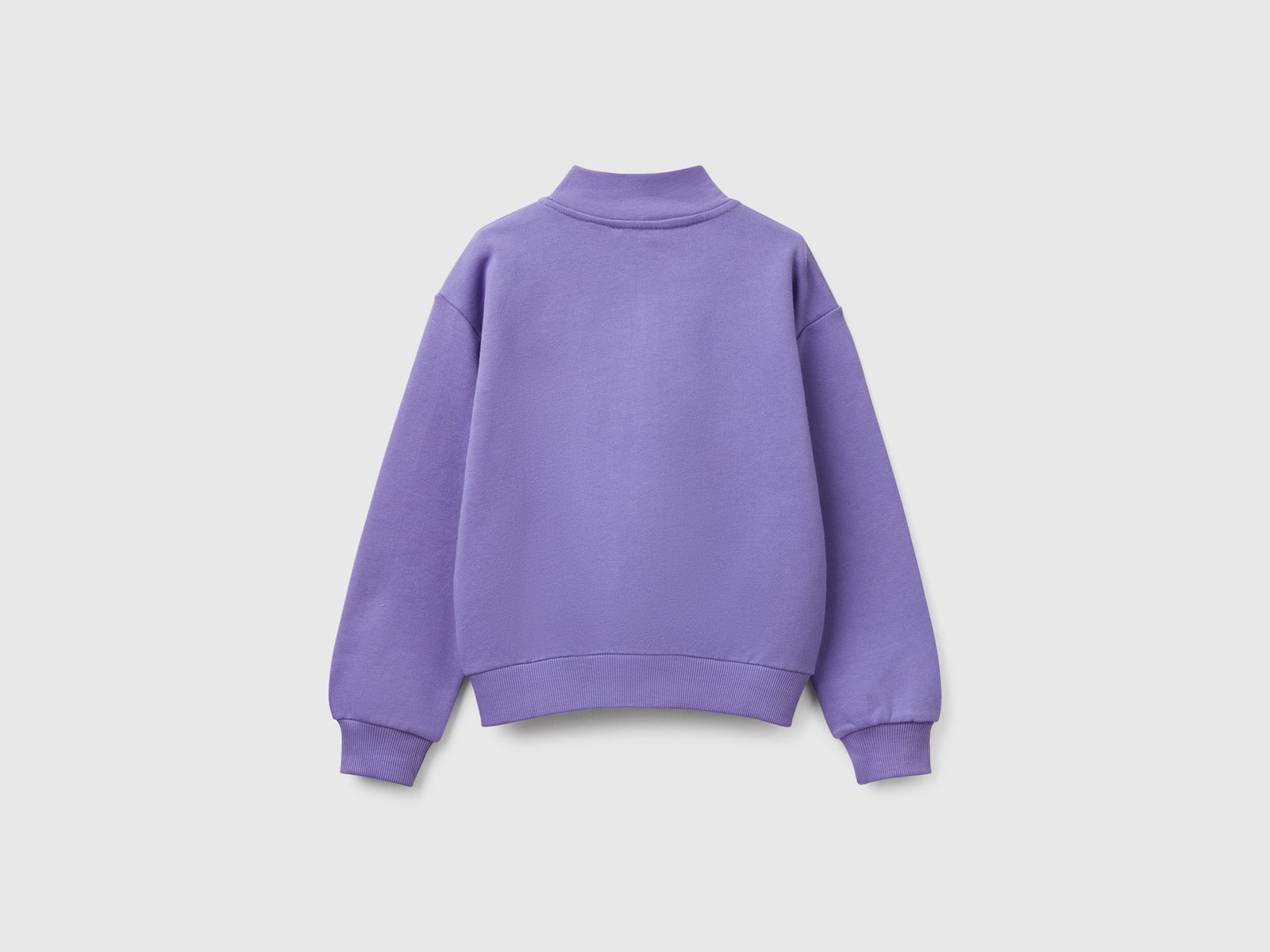 Felpa con zip e collo alto da bambina pervinca 2 | Benetton Outlet