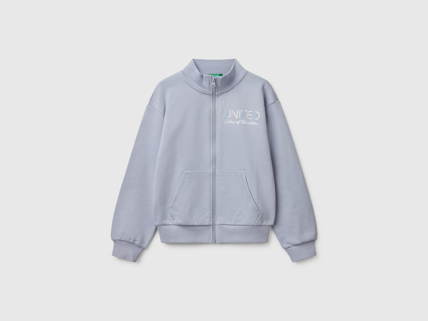 Felpa con zip e collo alto da bambina pervinca | Benetton Outlet