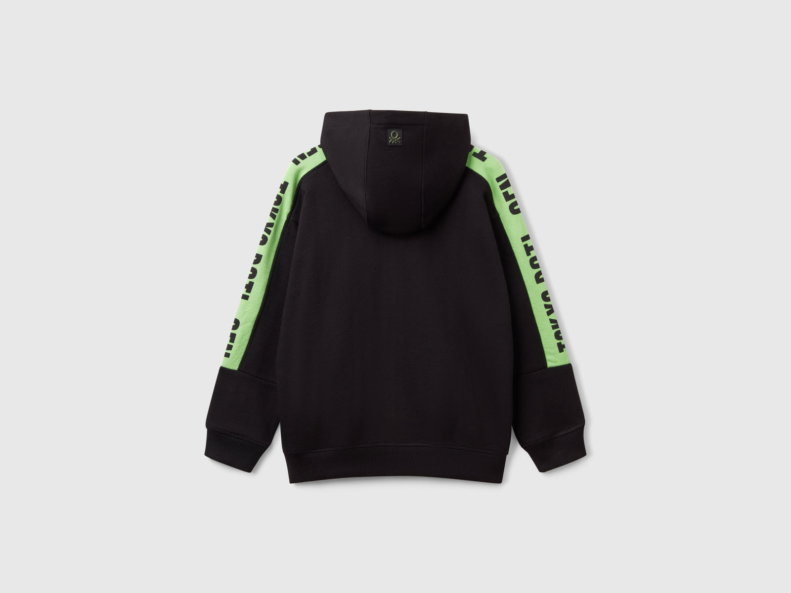 Felpa over fit con bande da bambino nero 2 | Benetton Outlet
