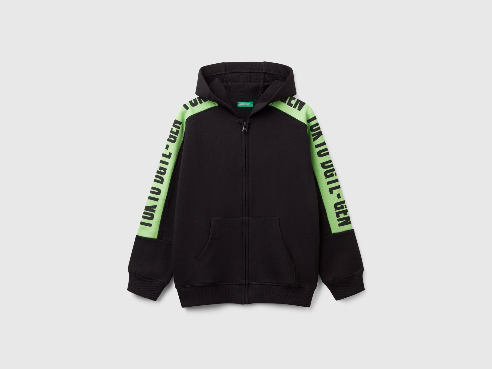 Felpa over fit con bande da bambino nero | Benetton Outlet