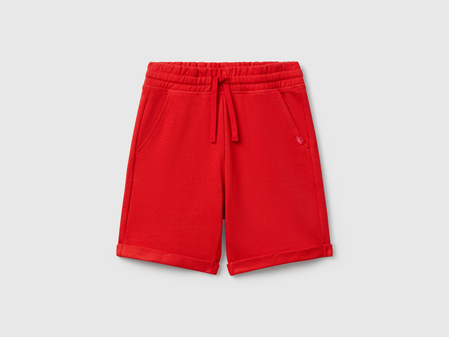 Bermuda in felpa di puro cotone da bambino rosso | Benetton Outlet