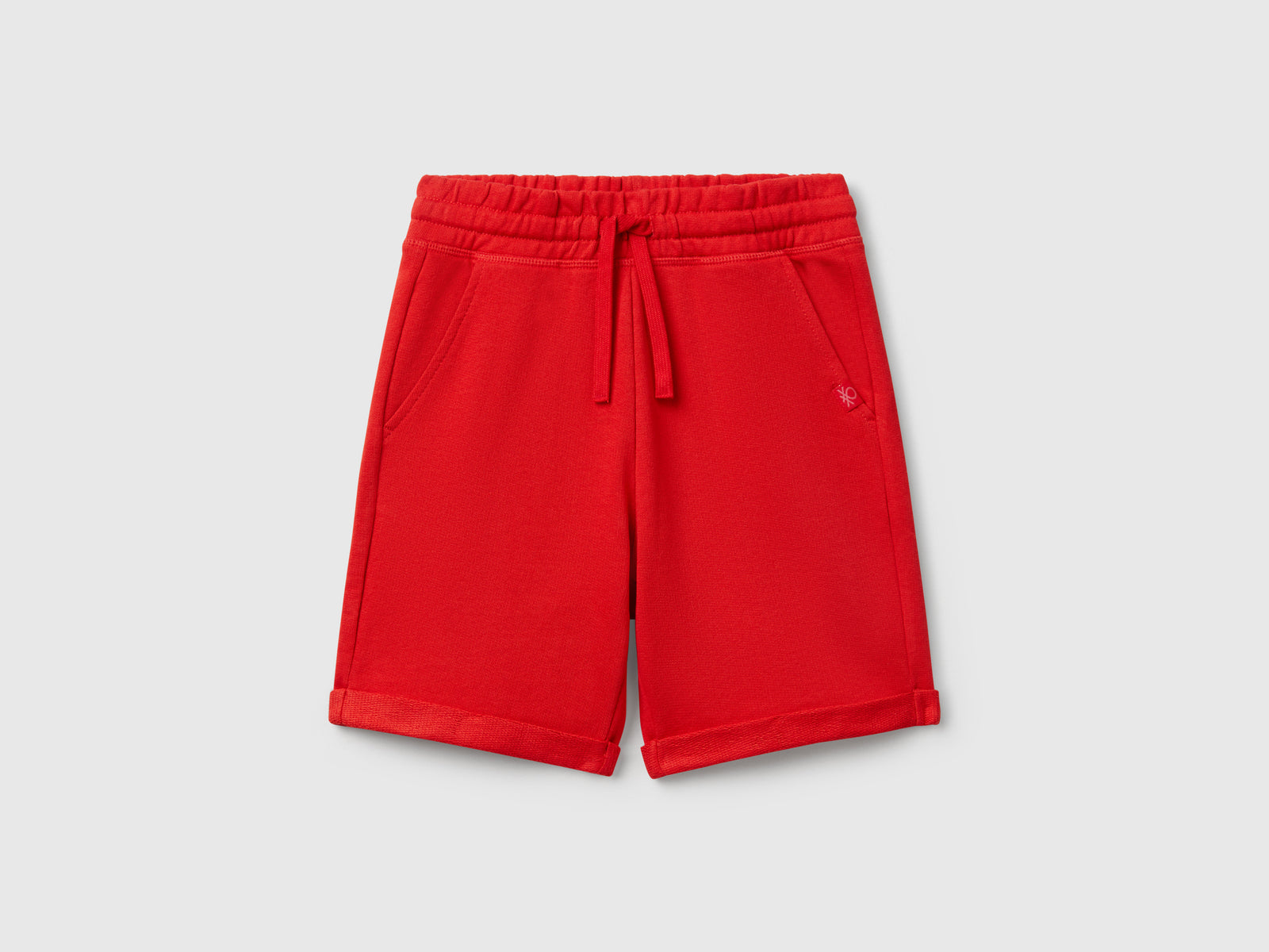 Bermuda in felpa di puro cotone da bambino rosso | Benetton Outlet