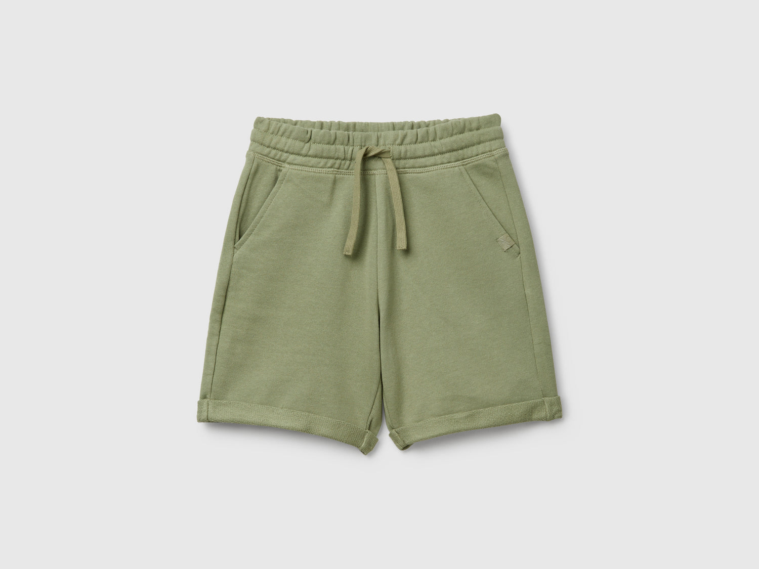 Bermuda in felpa di puro cotone da bambino verde oliva | Benetton Outlet
