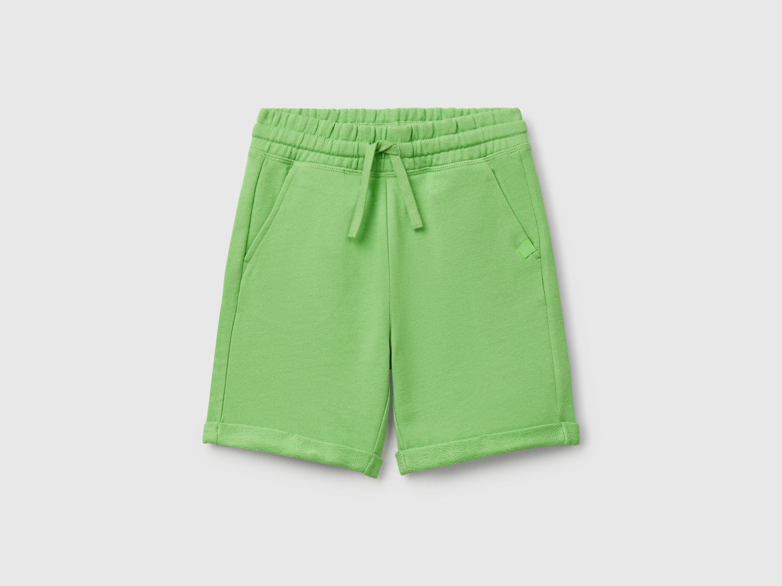 Bermuda in felpa di puro cotone da bambino verde | Benetton Outlet