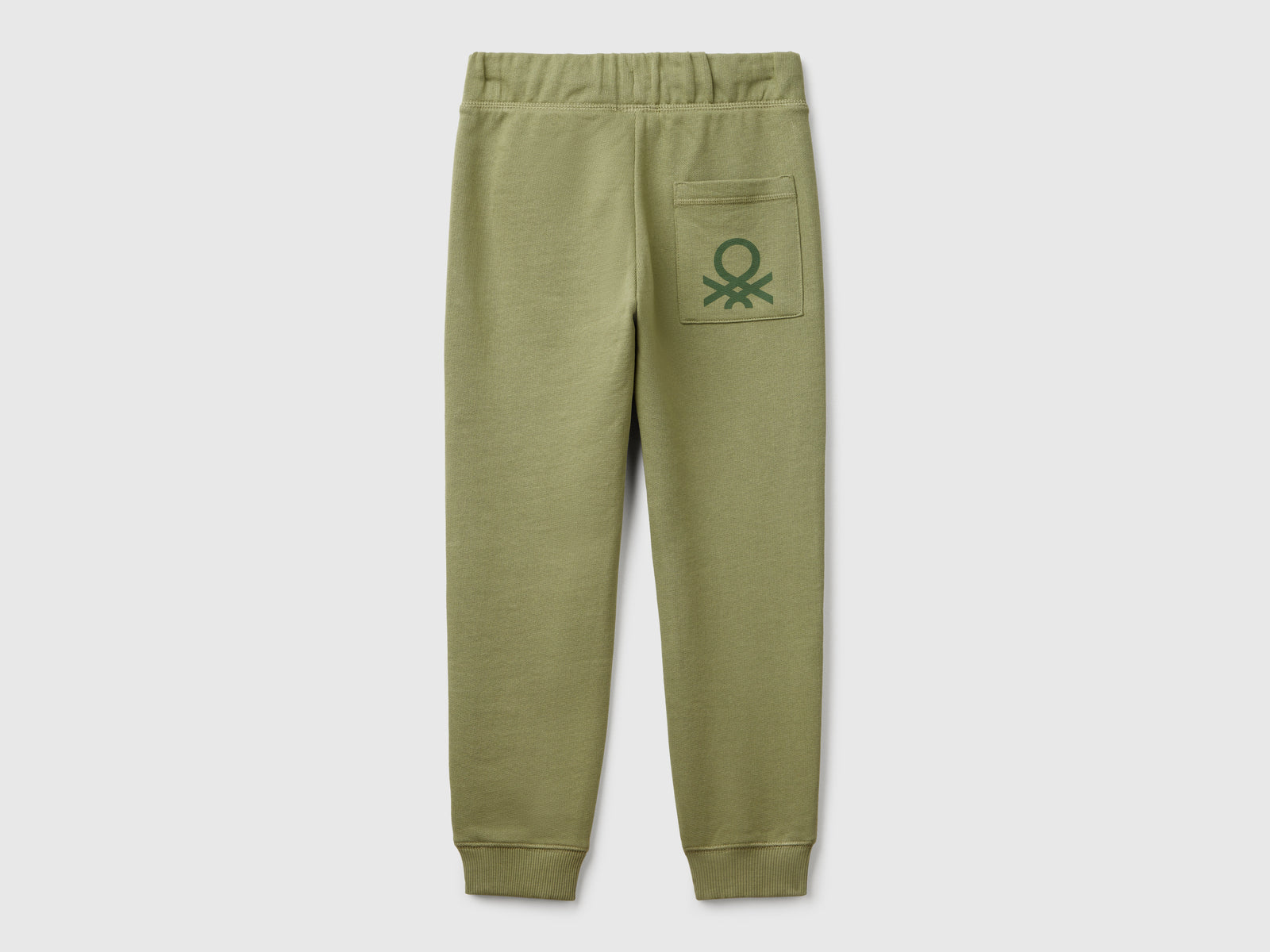 Pantaloni in felpa con logo da bambino verde oliva 2 | Benetton Outlet