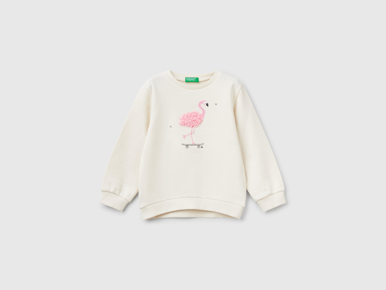 Felpa con applicazione effetto petali da bimba bianco panna | Benetton Outlet