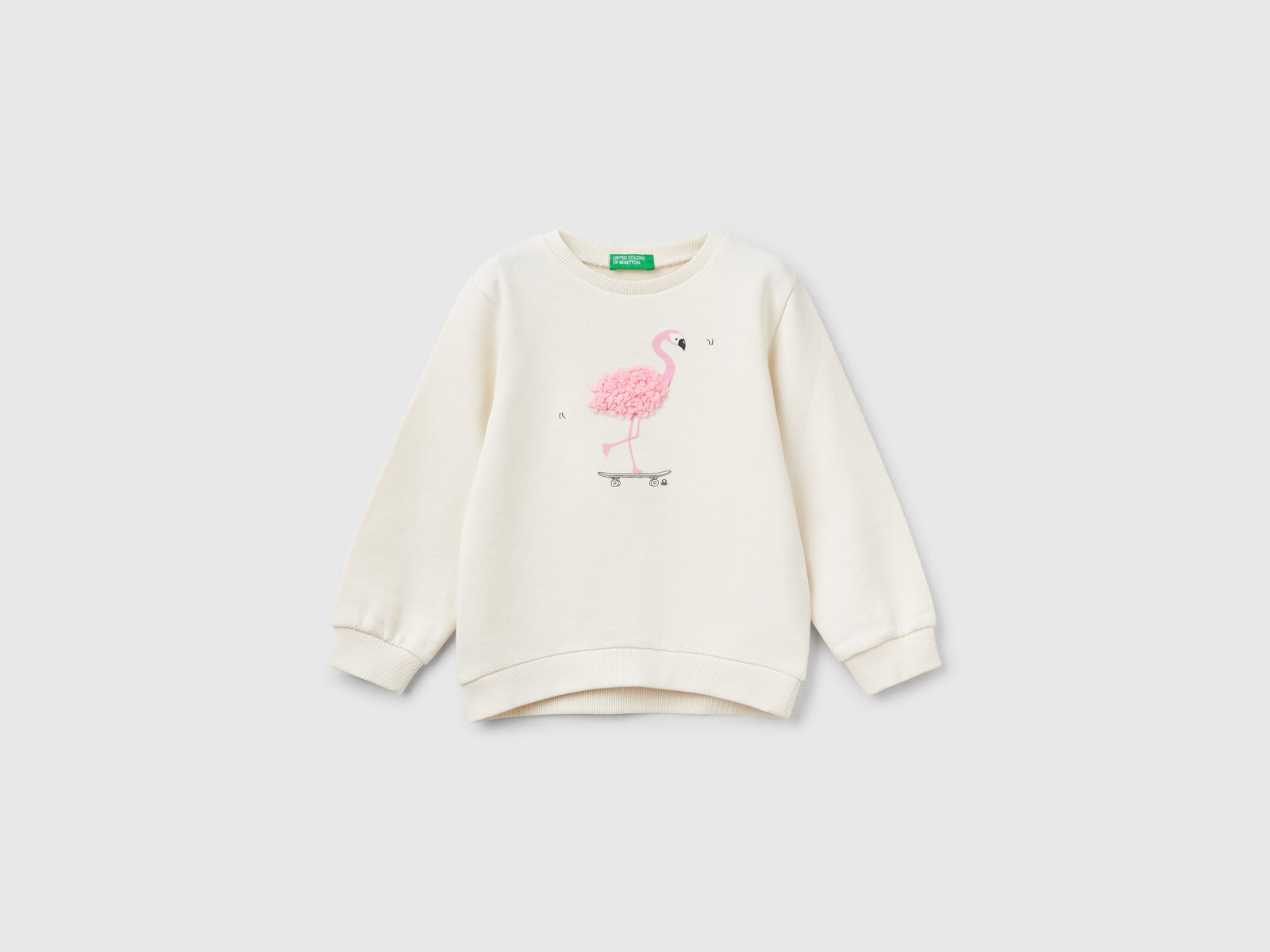 Felpa con applicazione effetto petali da bimba bianco panna | Benetton Outlet